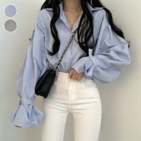 루즈핏 스트라이프 벌룬 셔츠 ELC-9045
