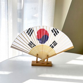 대나무 접이식 태극기 실크 부채 1P LM-0691