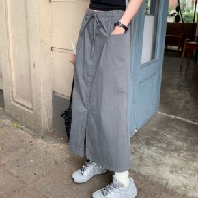 포켓 심플라인 롱스커트 UC-0189