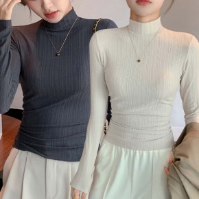 여자 골지 반목 슬림핏 긴팔 티셔츠 URK-516